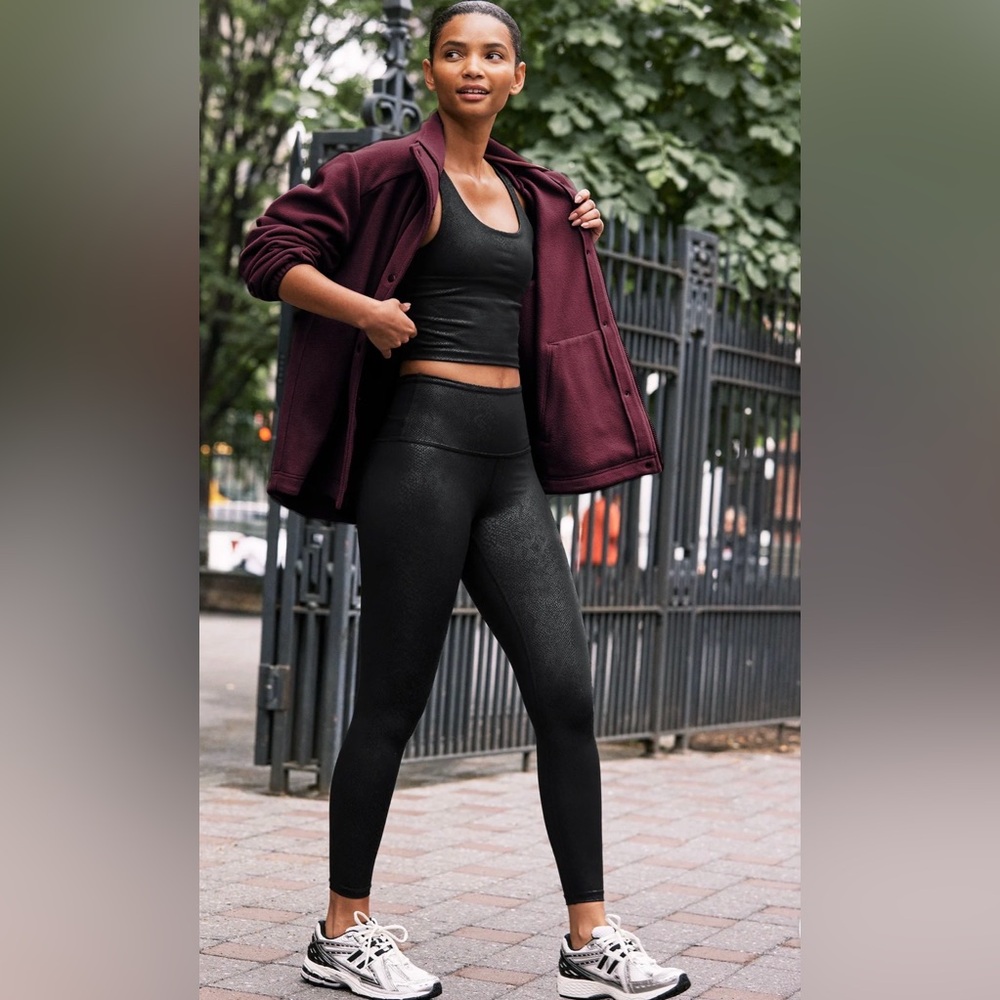 Beyond Yoga Viper Black High Waisted Power Shine Legging Textured Snake-Print